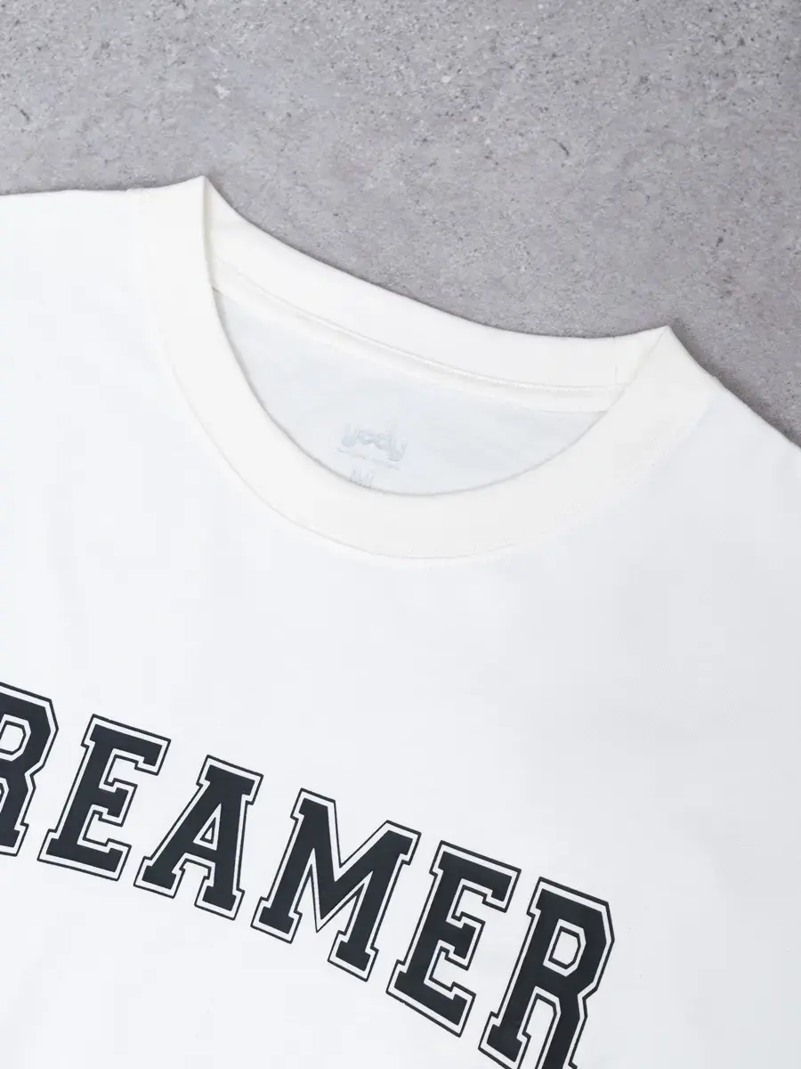 T-shirt Unisex In Chữ Cotton Usa - Trắng 1 - M