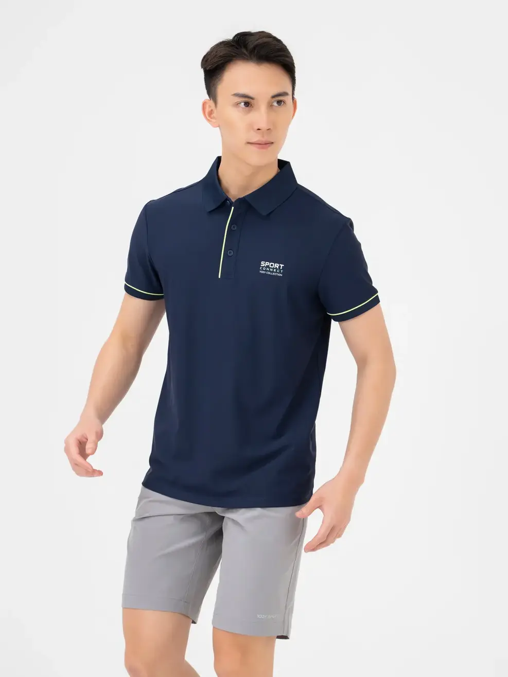 Polo Thể Thao Nam Airycool In Ngực Phối Màu - Navy - M