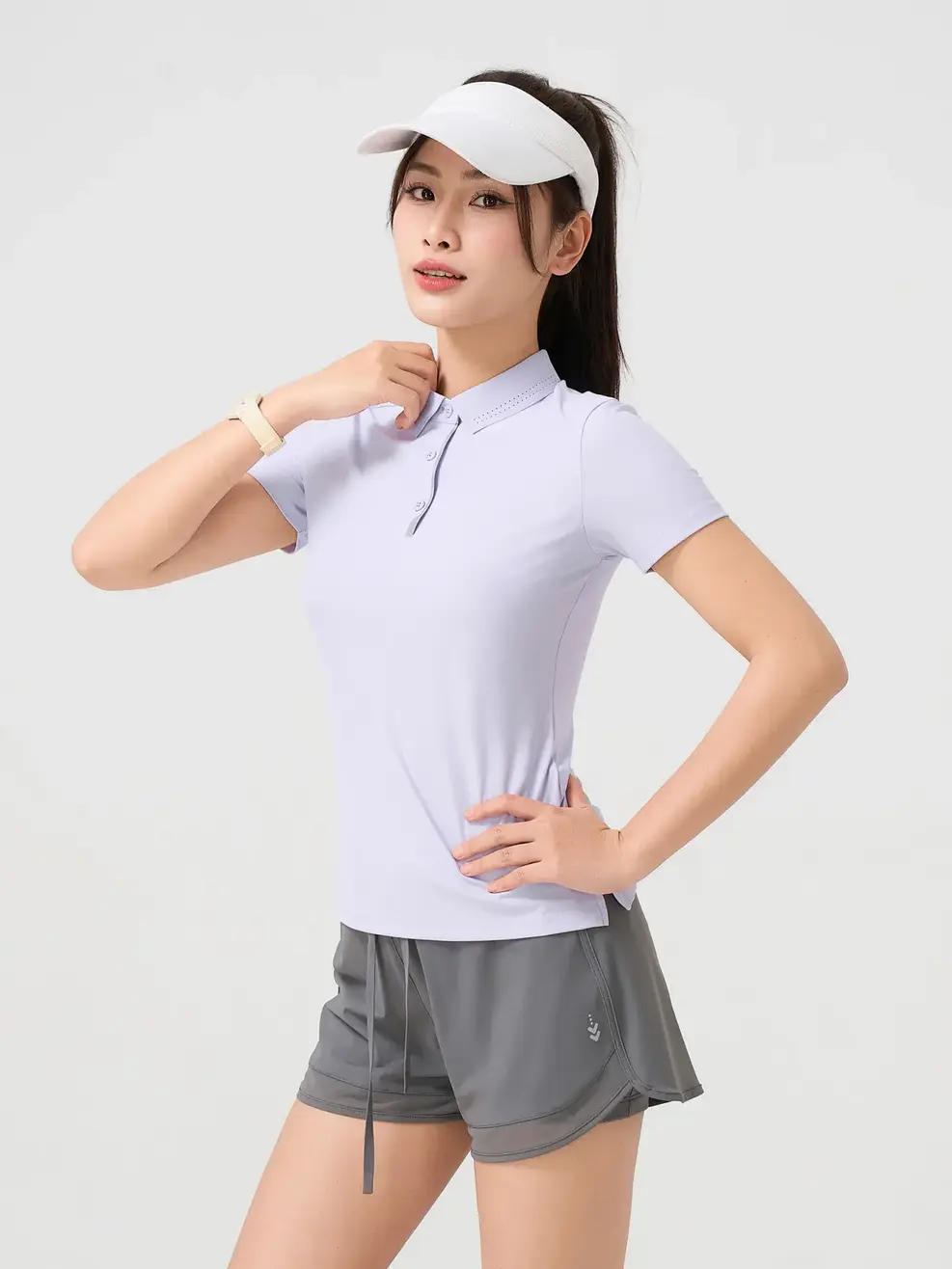 Áo Polo Nữ Airycool Ép Seam Lá Cổ Laser - Màu tím 002 - XS