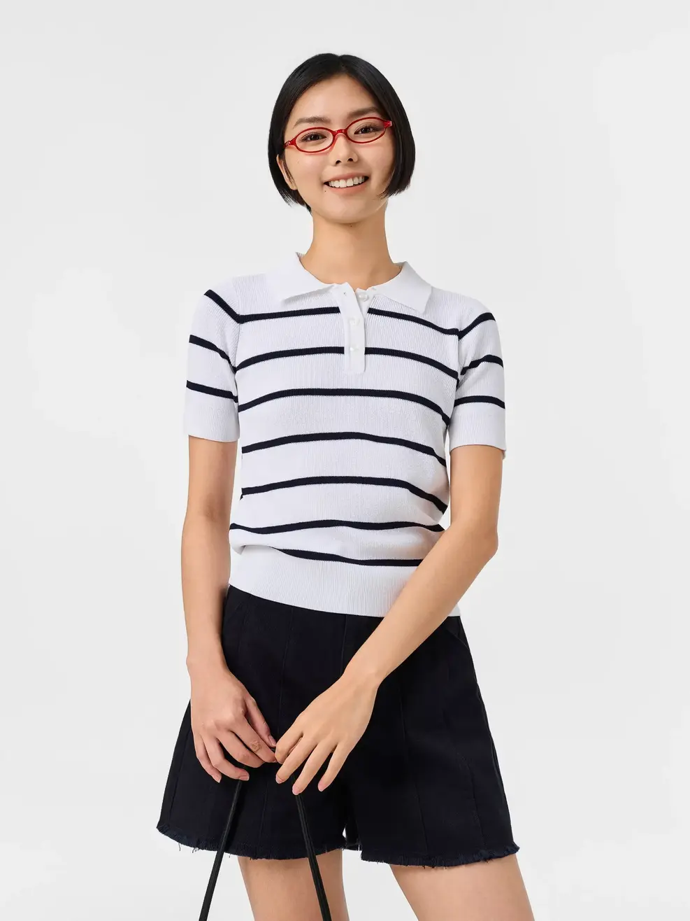 Áo Len Polo Nữ Kẻ Ngang - Kẻ Trắng 074 - S