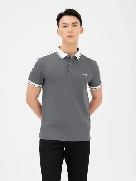 Áo polo s.cafe dệt tổ ong phối tay