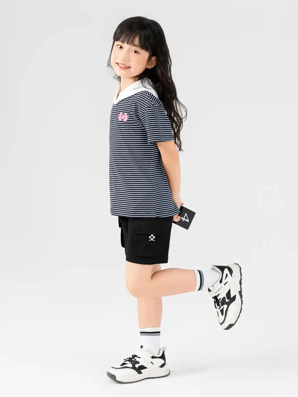 Áo Thun Trẻ Em Cổ Thủy Thủ - Kẻ navy - 2