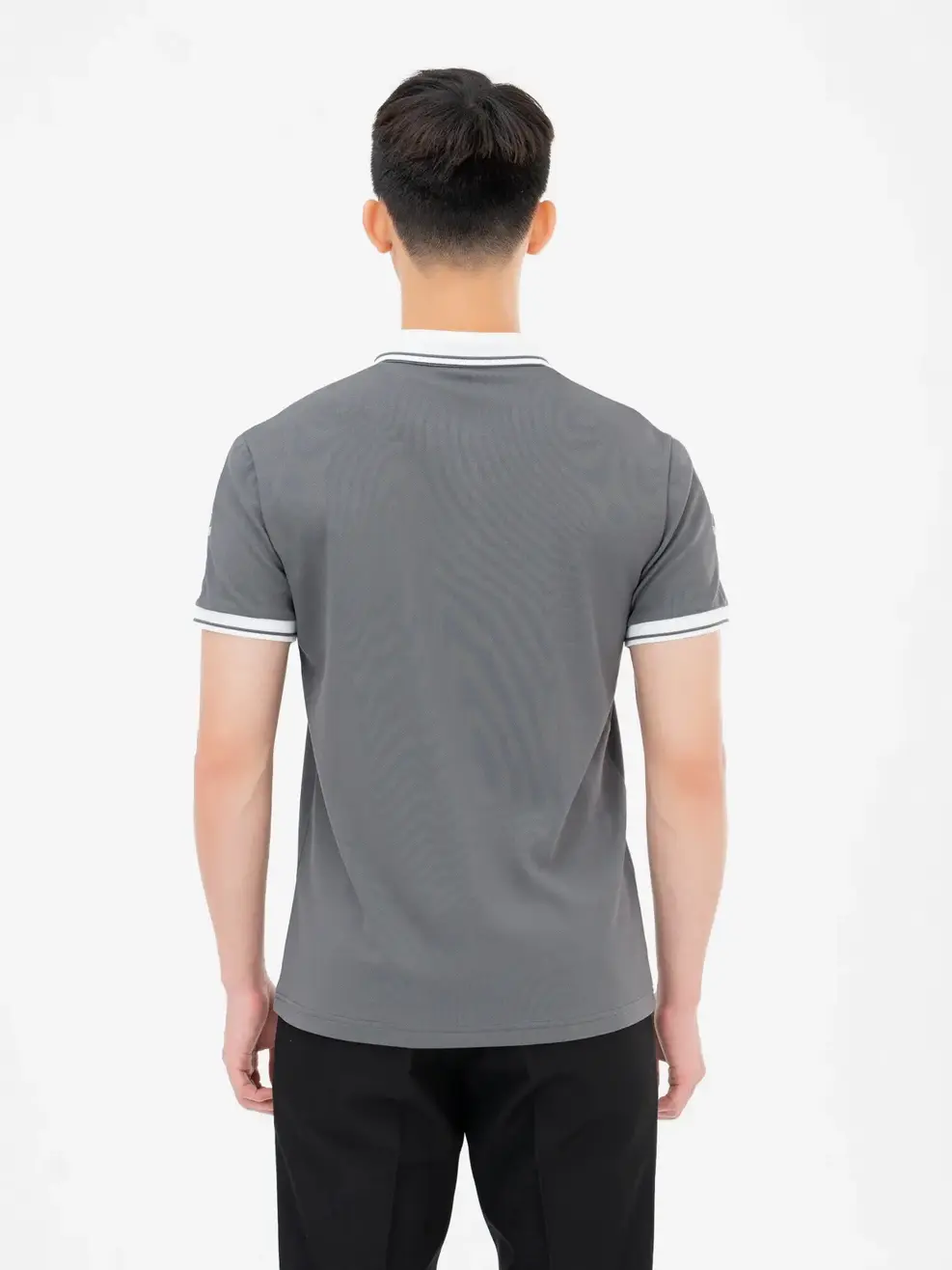 Polo Nam Cafe Dệt Tổ Ong Phối Tay - Ghi trắng - M