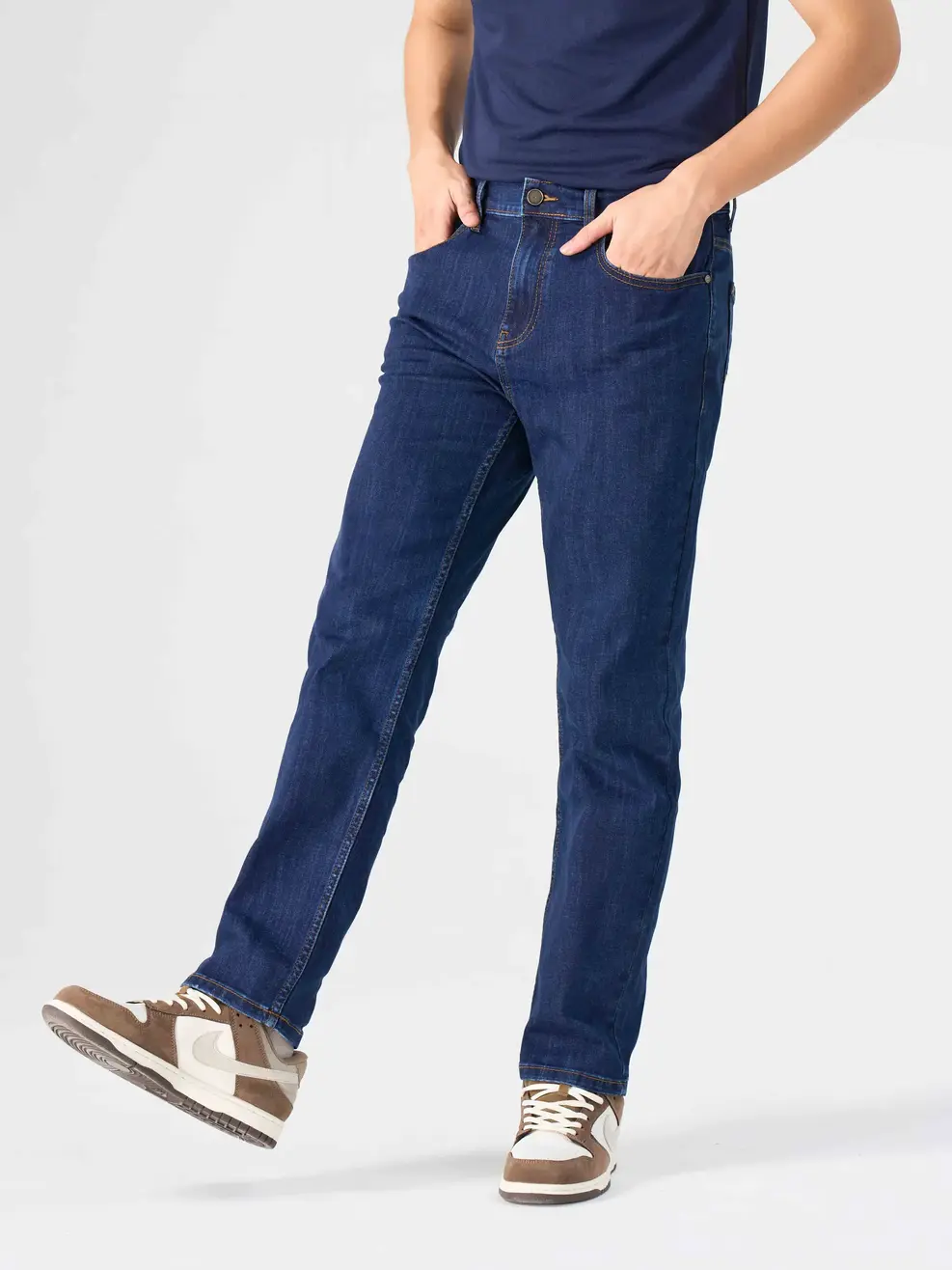 Quần Jeans Nam Regular Scafe Thêu Túi - Xanh đậm - 28