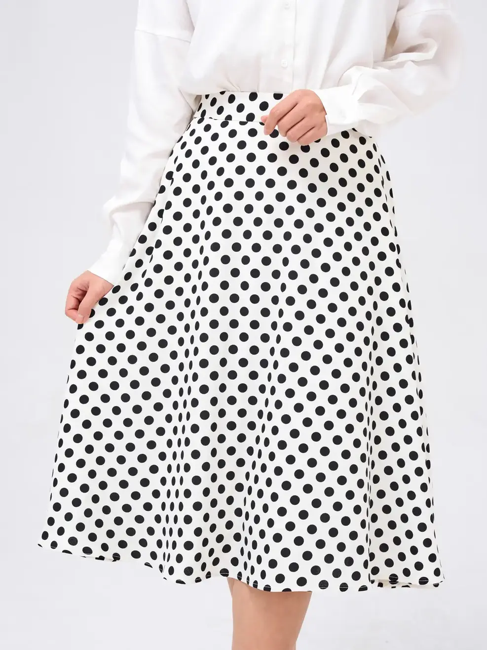 Chân váy nữ xòe chấm bi - Trắng - M