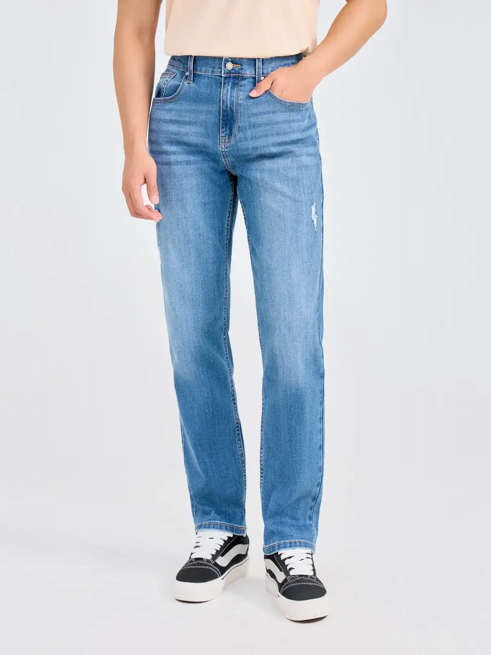 Quần Jeans Nam Regular Coolmax Mài Xước - Xanh nhạt - 28
