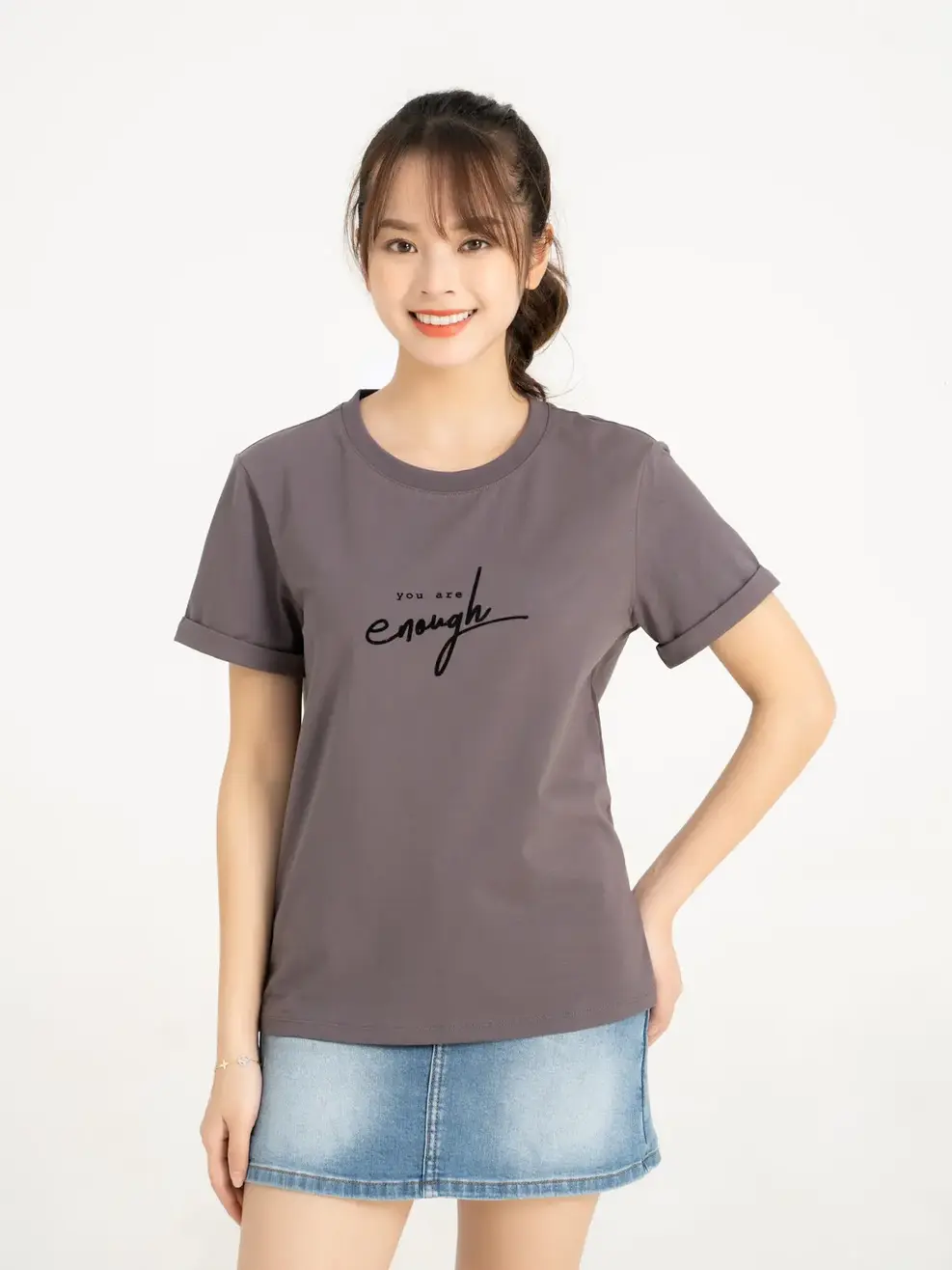 Áo thun nữ xuông - Xám - XL