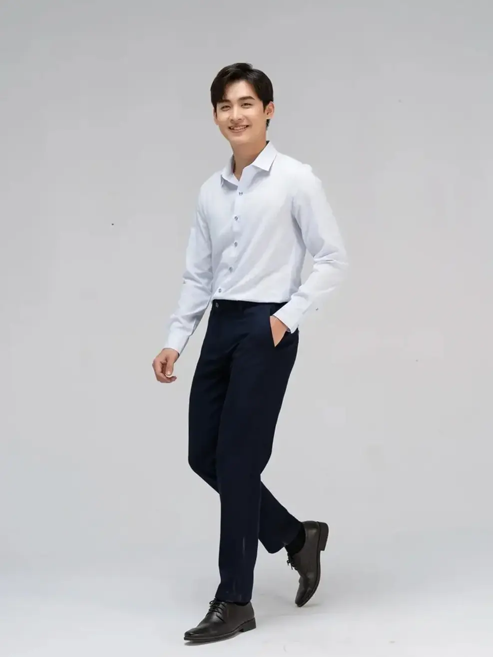 Sơ mi nam hàu dài tay - Xanh nhạt - L