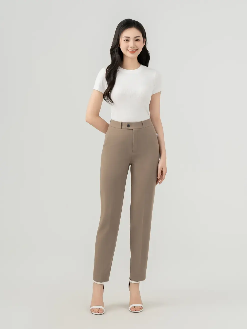 Quần Âu Nữ Côn Túi Tam Giác (qan7070) - NÂU GHI  - S