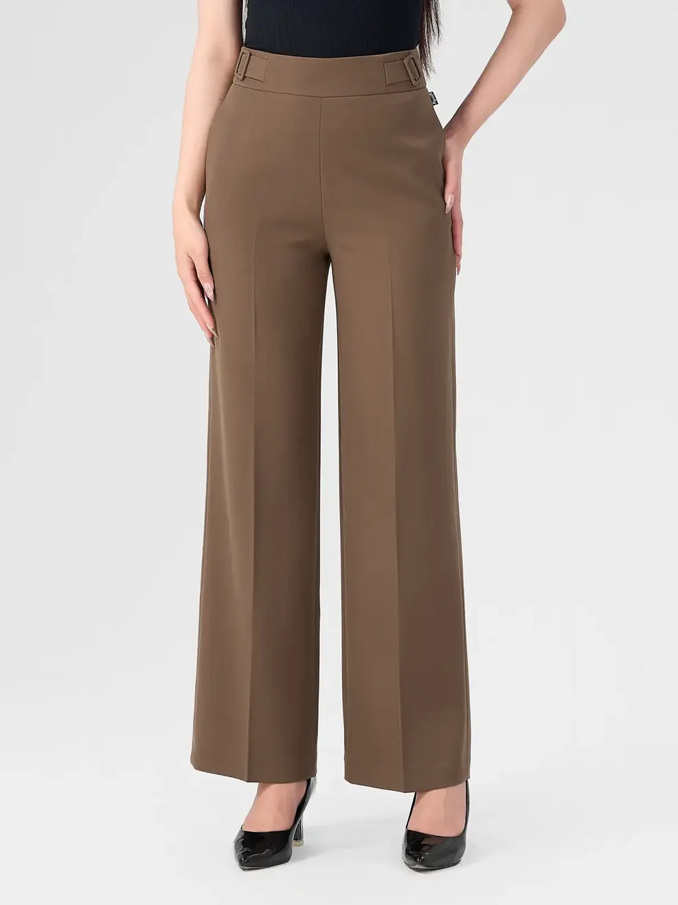 Quần Âu Nữ Đai 2 Bên Sườn - Nâu đậm - 4XL