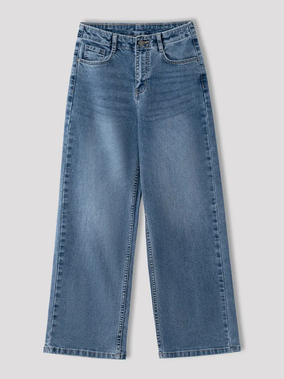 Quần Jeans Nữ Wide Leg Liền Cạp Chiết Ly - Màu chàm 001 - 26