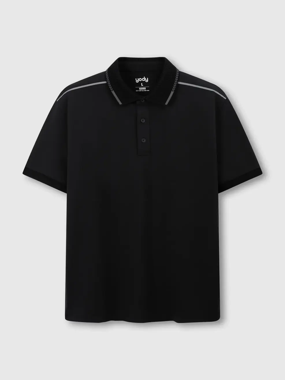 Áo Polo Nam Ngắn Tay Regular Chờm Vai Thân Trước - ĐEN 002 - M