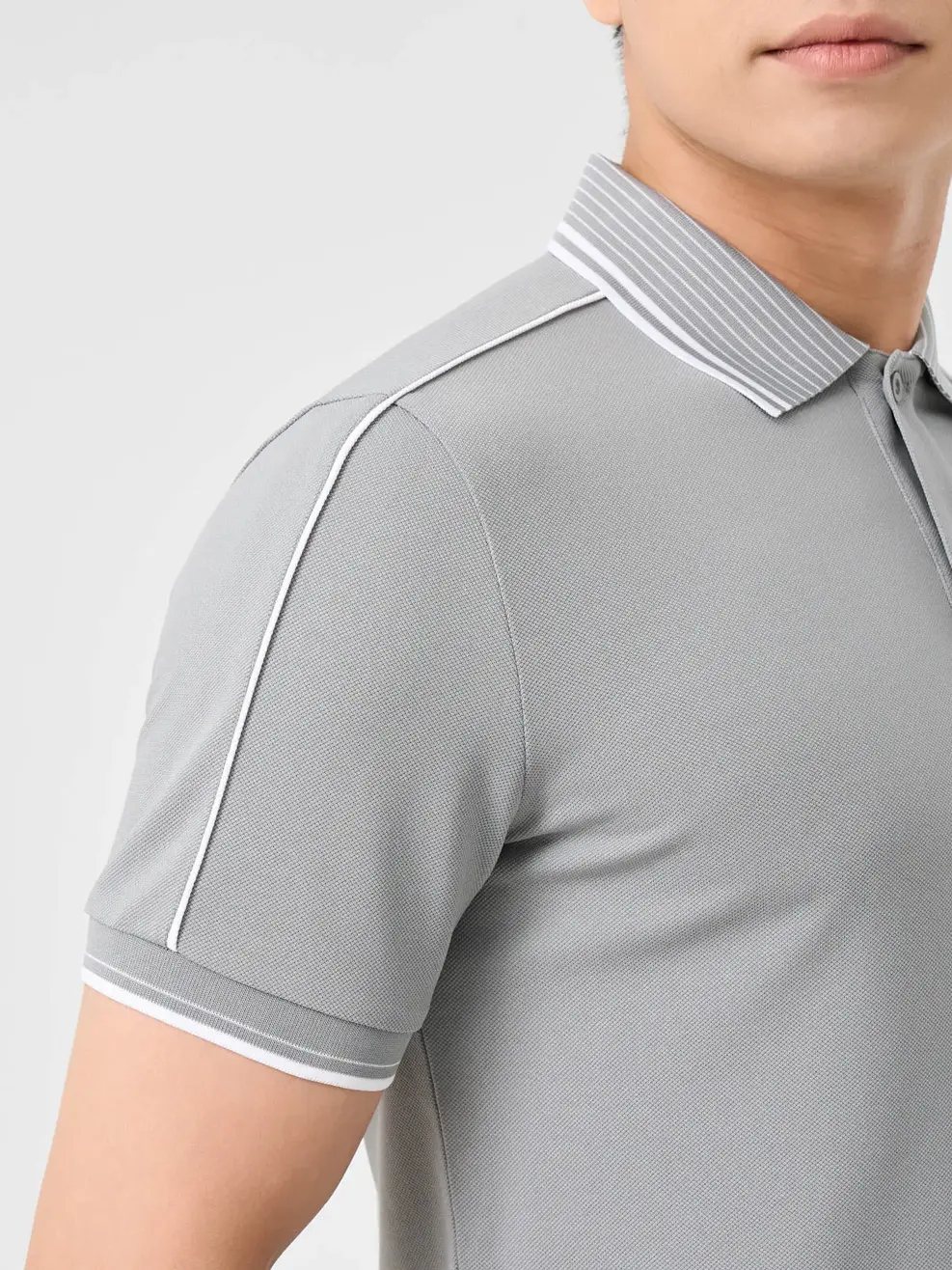Áo Polo Nam Bo Cổ Kẻ ( Apm7219) - XÁM PHỐI TRẮNG 134 - M