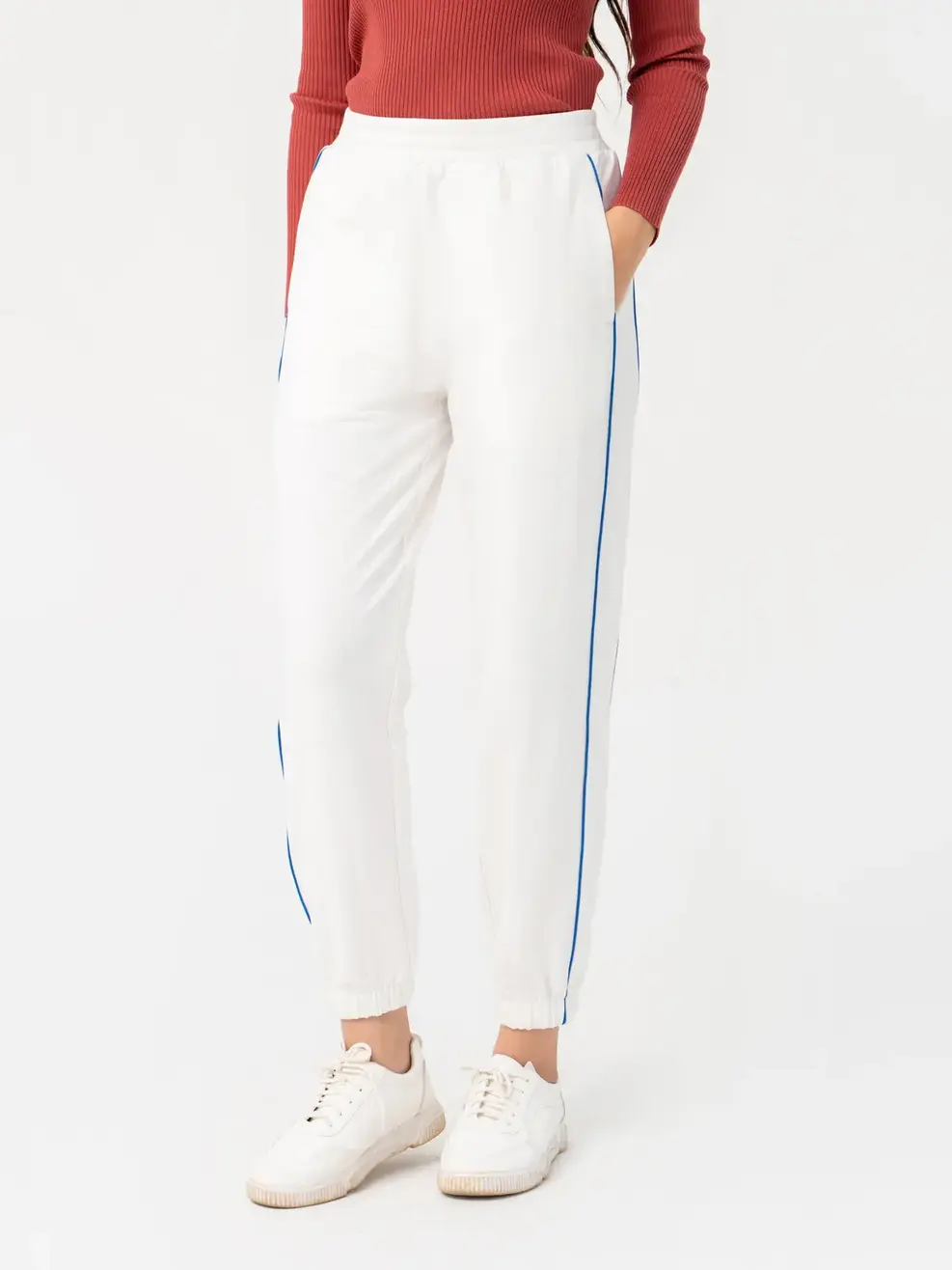 Quần Nỉ Nữ Lé Phối - Trắng - S