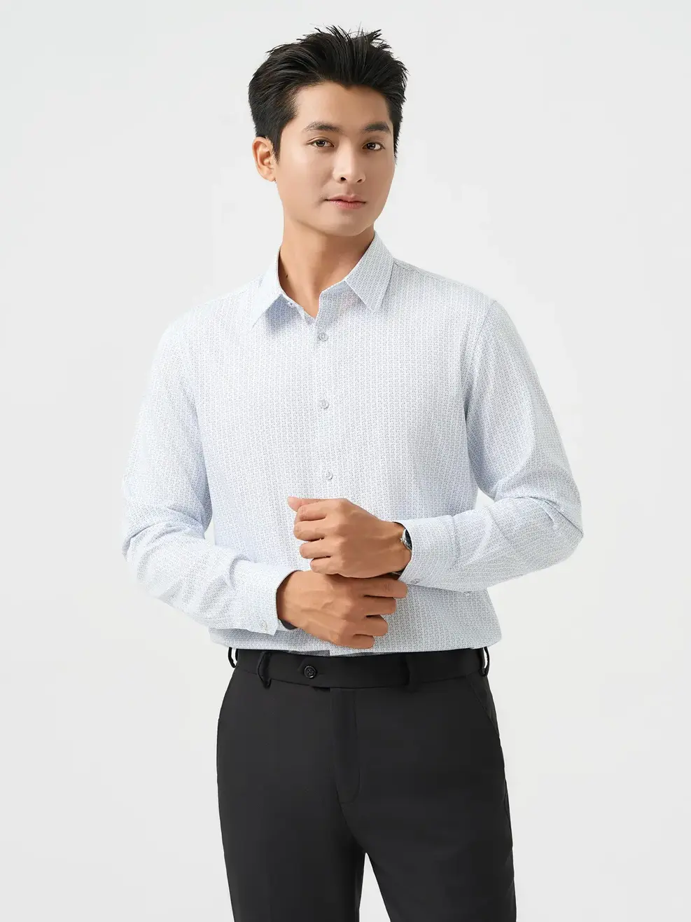 Áo Sơ-mi Nam Dài Tay Họa Tiết - Họa tiết xanh da trời 188 - M