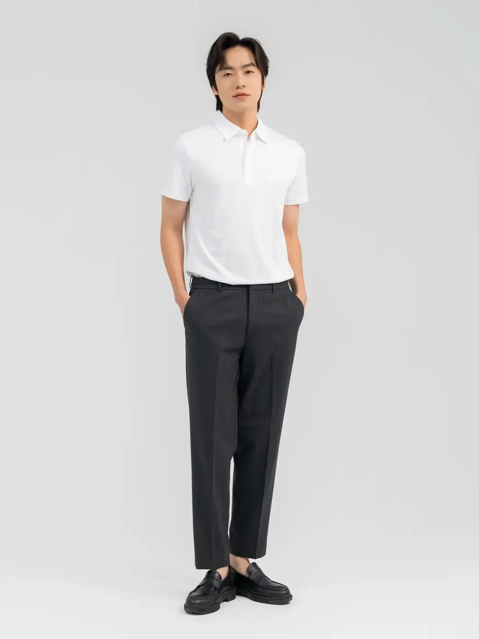 Polo Nam Cafe Nẹp Giấu Cúc - Trắng - 3XL