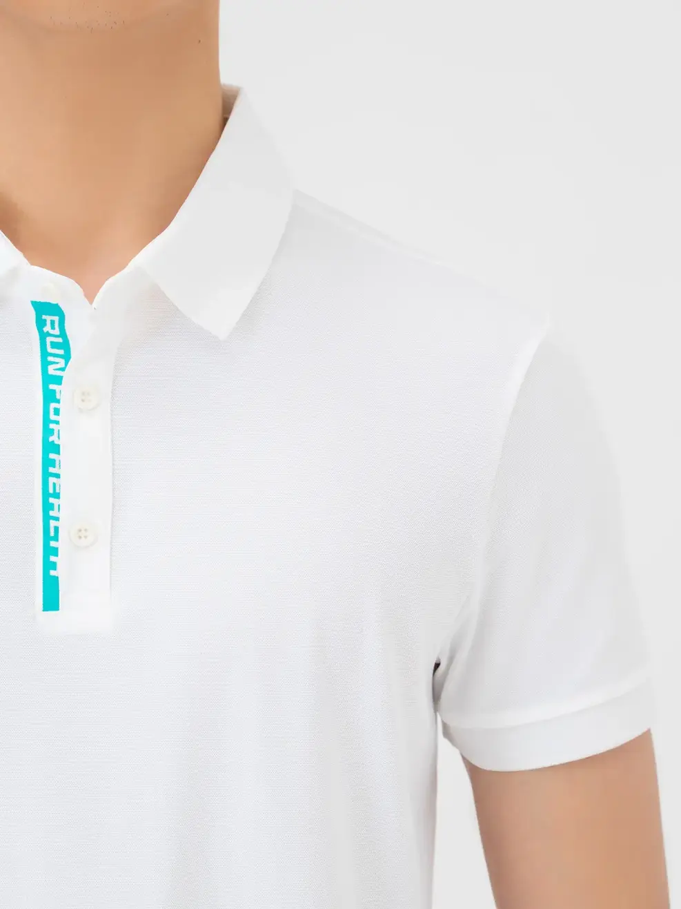 Polo Thể Thao Nam Airycool Nẹp Lệch In Chữ - Trắng - M