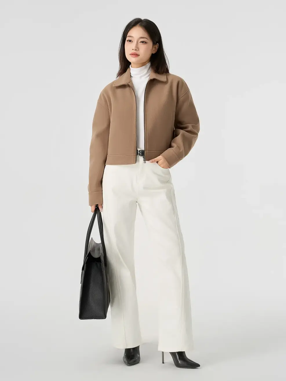 Áo Khoác Nữ Dạ Cổ Đức Đai Cài Cá Tính - Nâu 148 - S