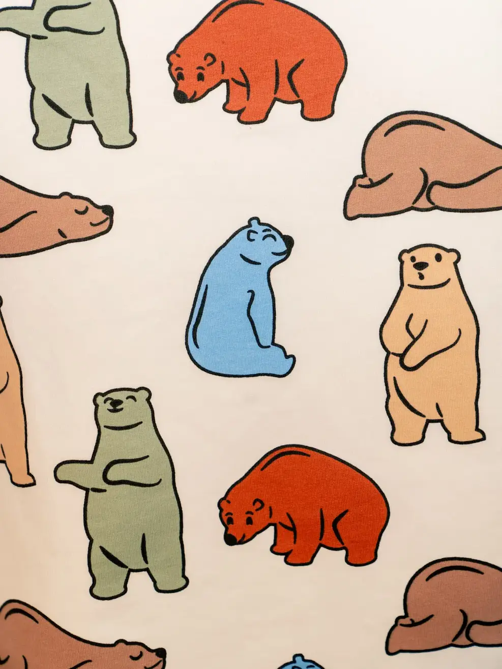 Bộ đồ trẻ em cổ cao in tràn gấu - Trắng Họa Tiết. - 2