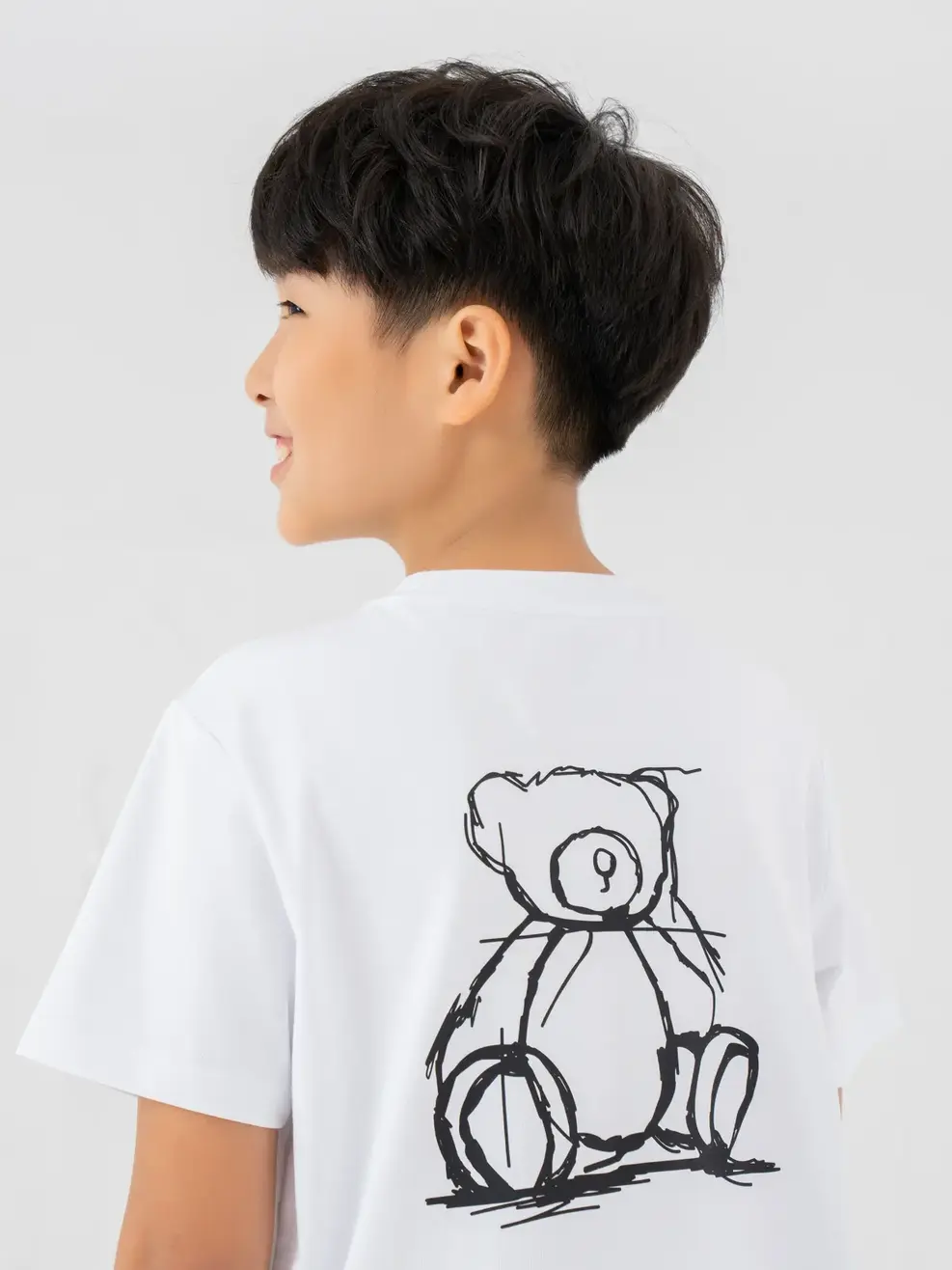 T-shirt Kid Trẻ Em Lớn In Gấu Bột Ngô - Trắng 1 - 8