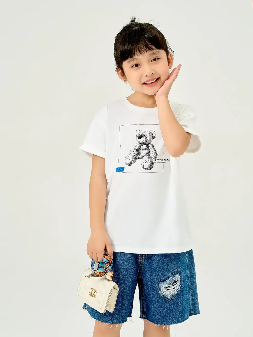 Áo kid in Bear - Trắng - 4