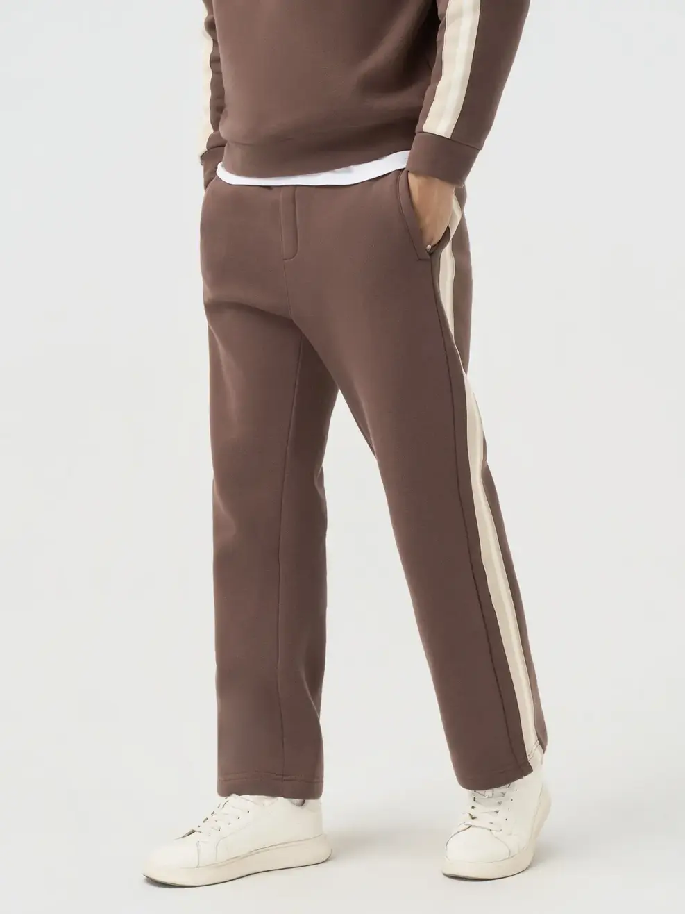 Bộ Đồ Nam Half Zip Phối Dây Dệt - Nâu 064 - L