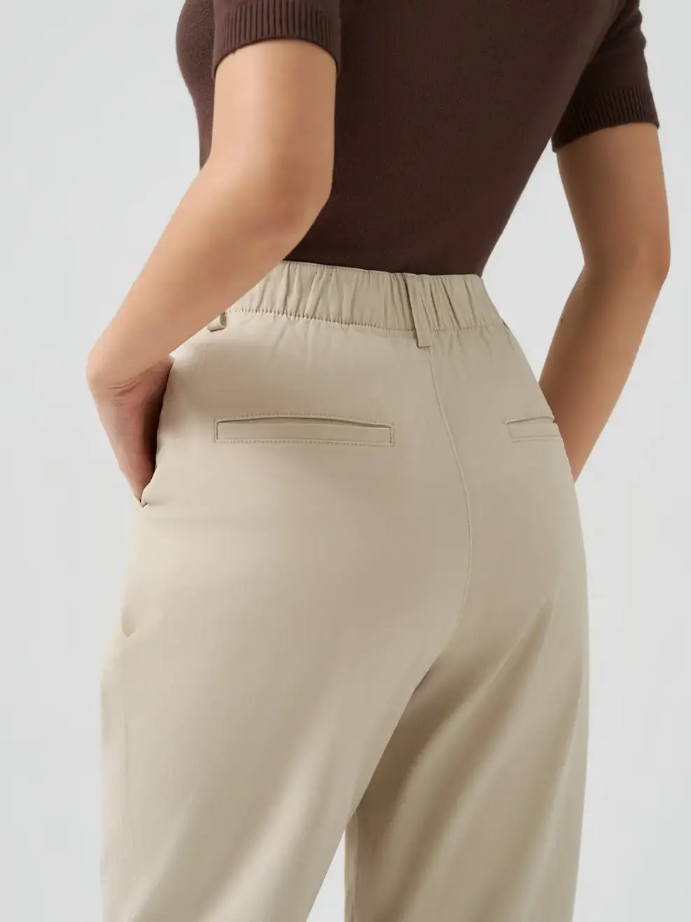 Quần Khaki Baggy Cạp Bán Chun - Be 043 - 26