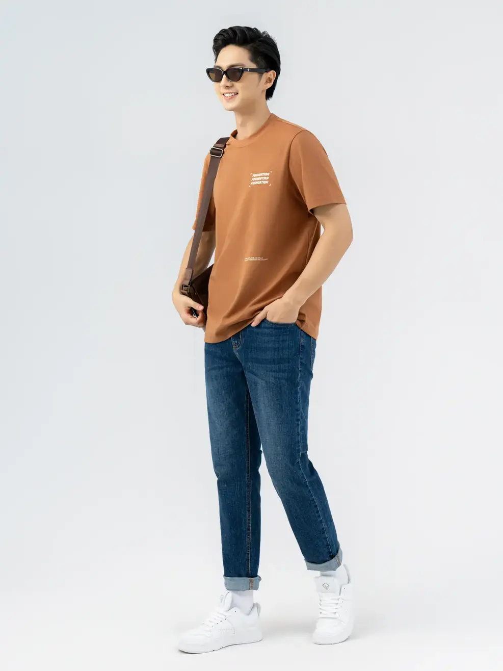 Áo Phông Nam Regular Foundation - Nâu - M