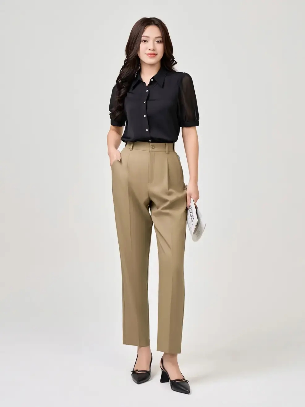 Quần Tây Nữ Nano Chun Di Động - Nâu be - M