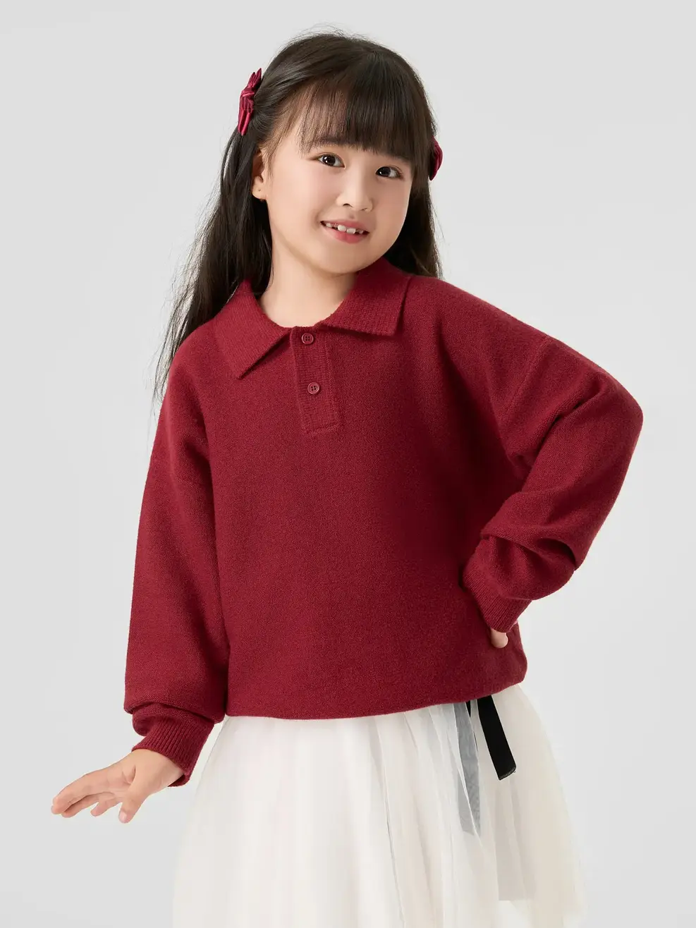 Áo Len Bé Trai Cổ Polo - ĐỎ 021 - 110