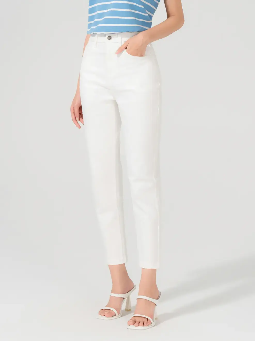 Quần Jean Nữ Baggy Bổ Túi - Trắng - 25