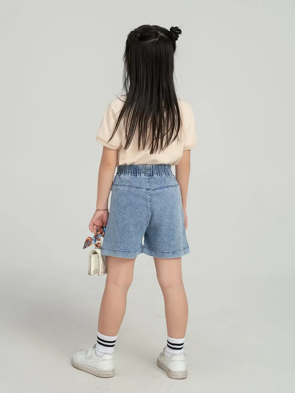 Sooc jeans kid nữ regular cạp chun - Xanh - 4-5