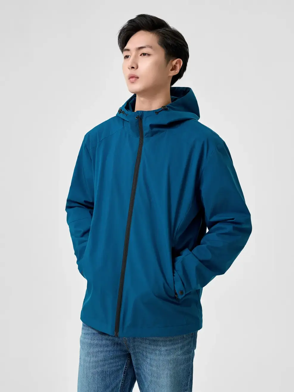 Áo Khoác Nam Mũ Liền Lót Lông - Cổ vịt - M