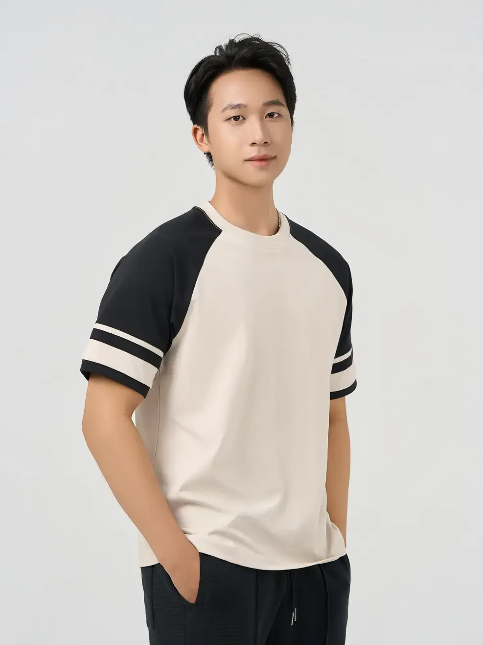 Áo Phông Tay Raglan Can Phối - Be 006 - M