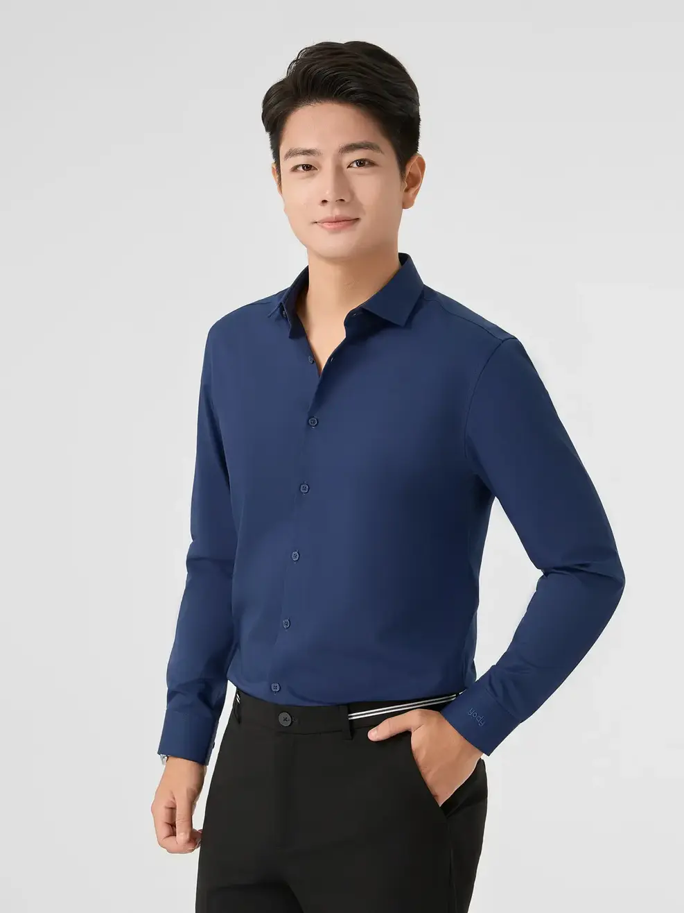 Áo Sơ-mi Nam Dài Tay Sợi Tre Quốc Dân - Tím than 103 - M