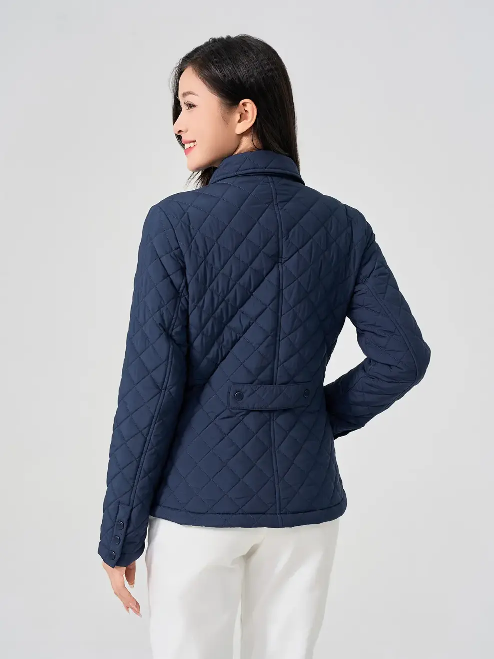 Áo Phao Nữ Trần Trám Nẹp Giấu Khóa - Xanh đen - S