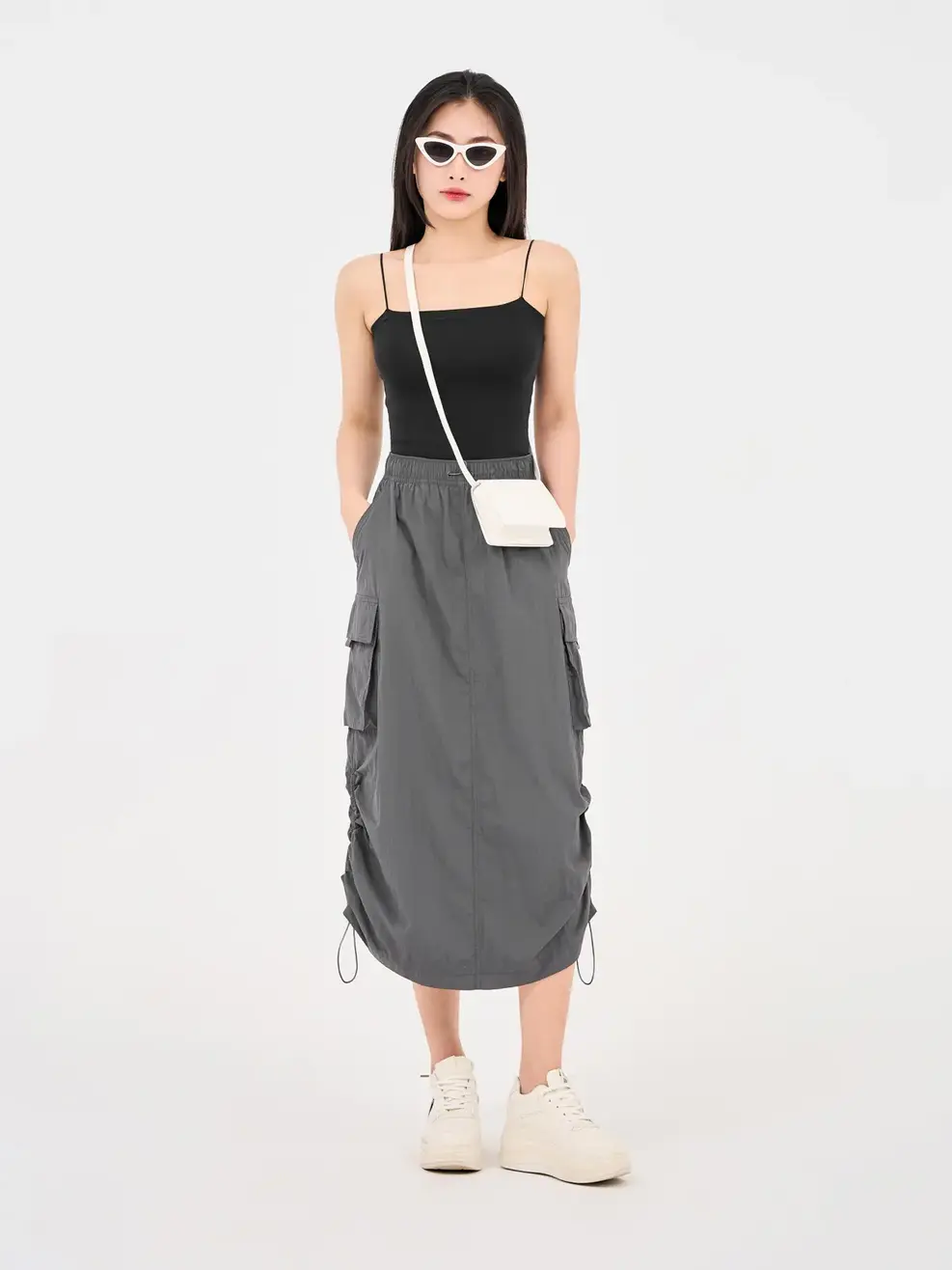 Chân Váy Yoguu Túi Hộp Dáng Dài - Xám - S