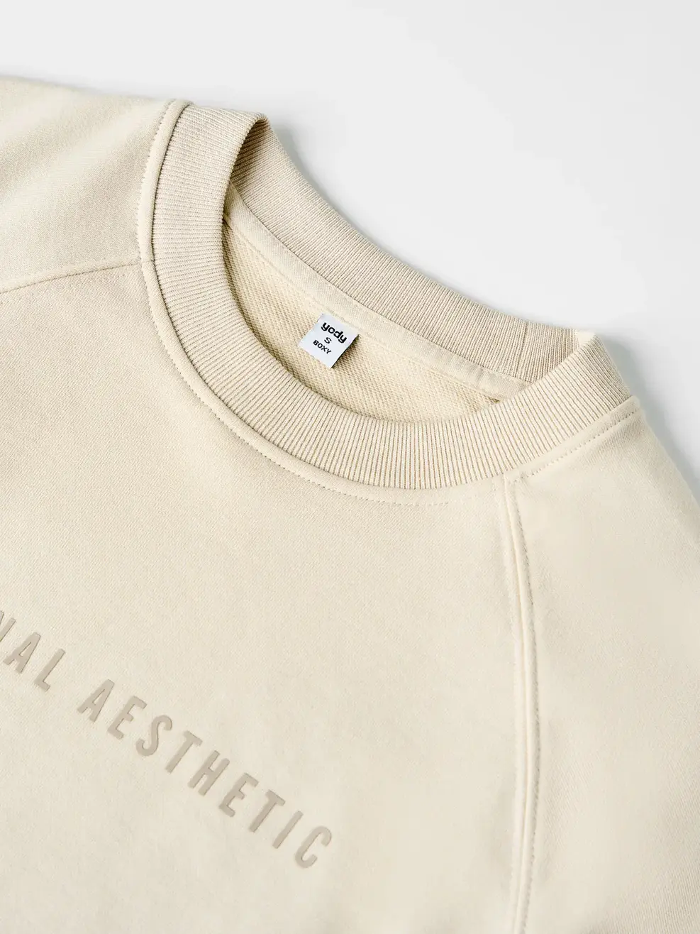 Áo Nỉ Dáng Ngắn In Chữ - Beige 058 - S