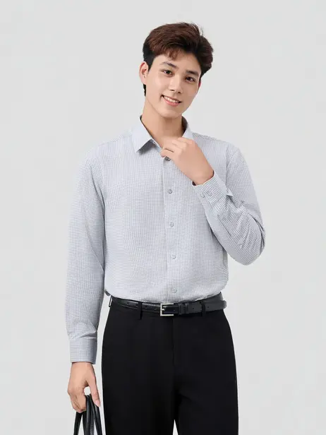 Áo Sơ-mi Nam Dài Tay Nano Kẻ Caro Phom Regular