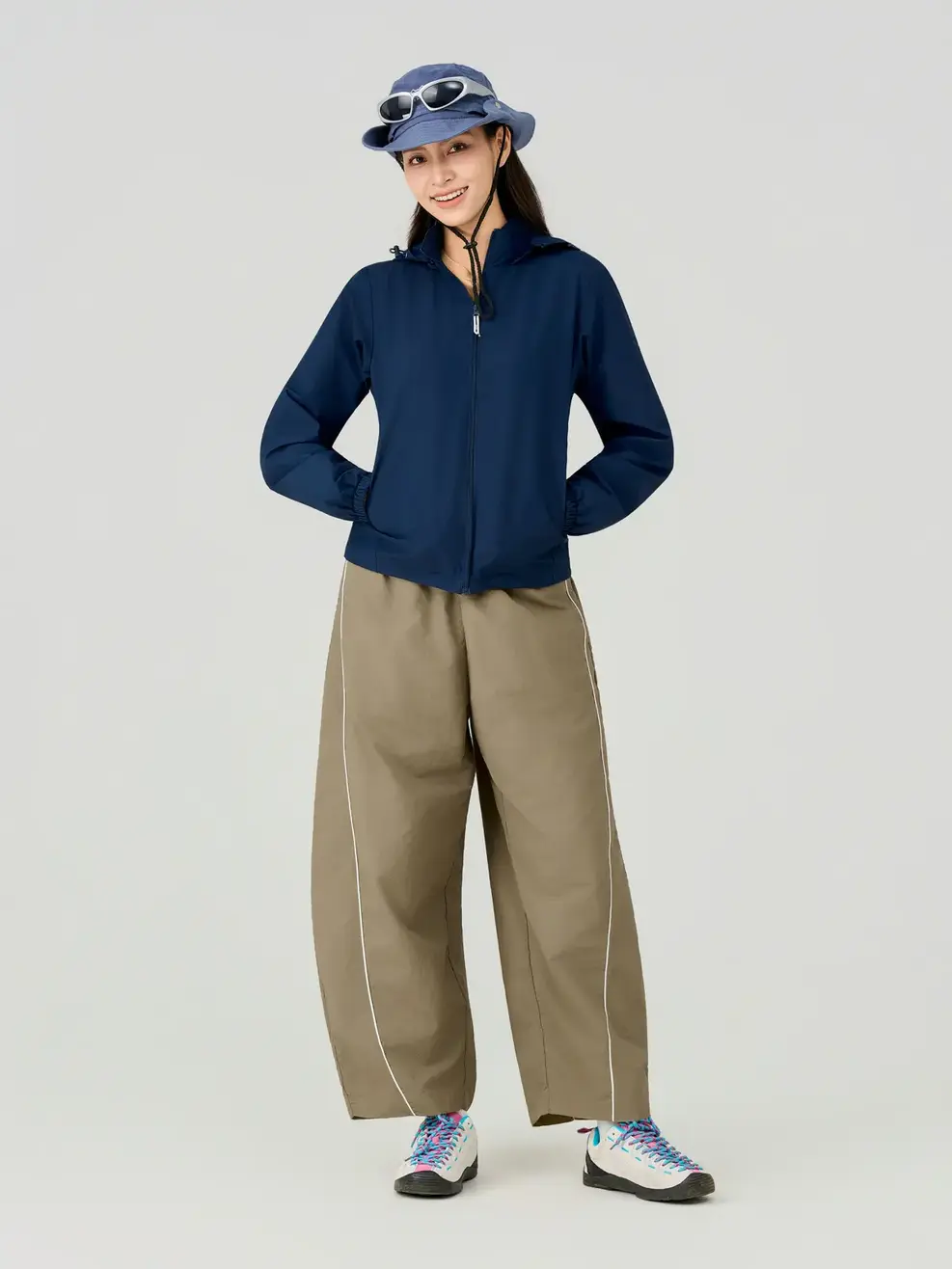 Áo Khoác Gió nữ cơ bản - Navy 001 - S