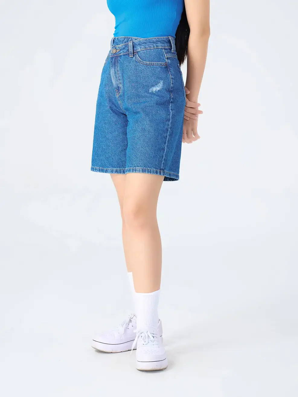 Sooc Jean Nữ Ống Suông Cạp Chéo - Xanh đậm - 25