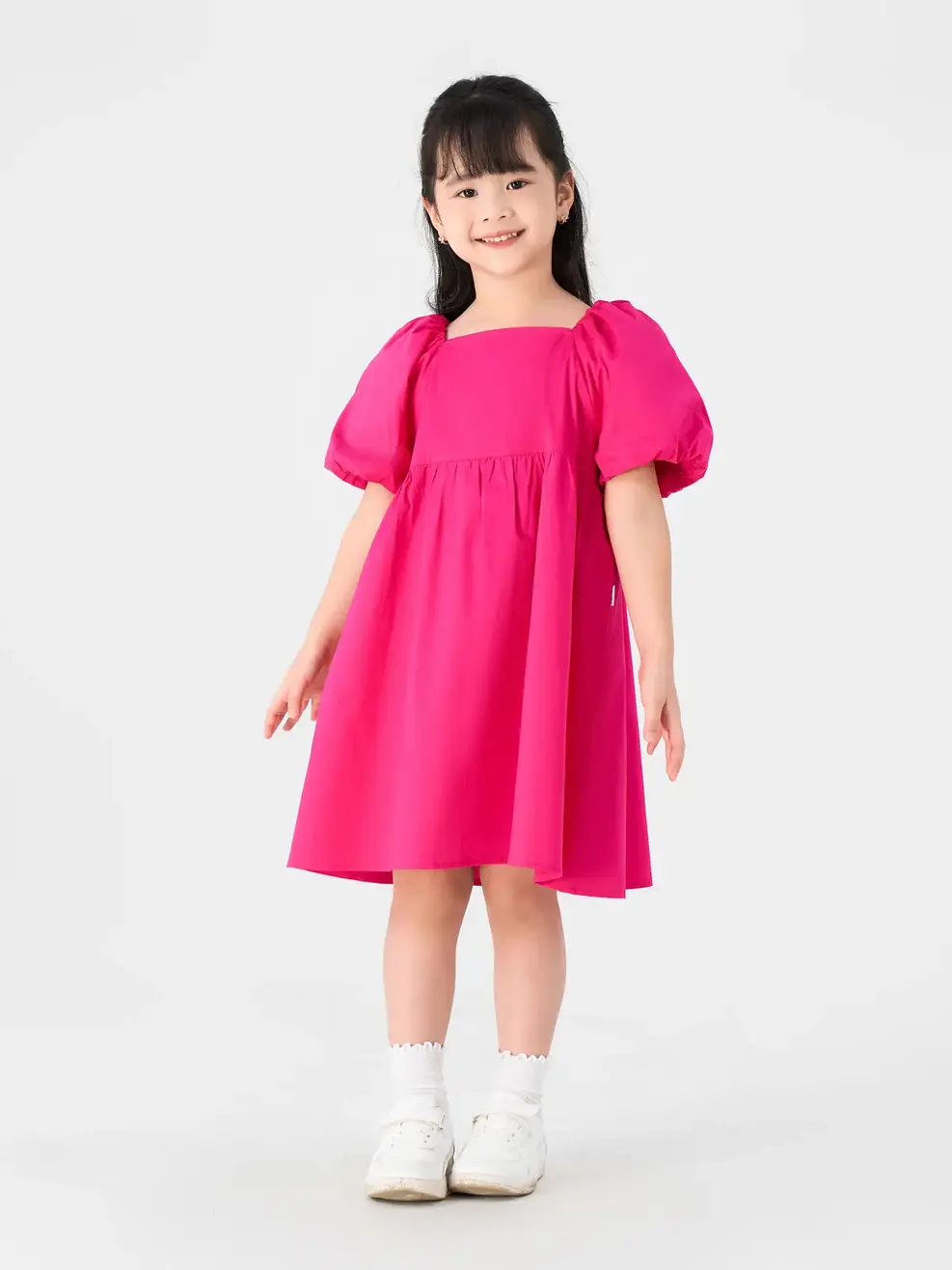 Đầm Kid Tay Bồng - Hồng - 2-3