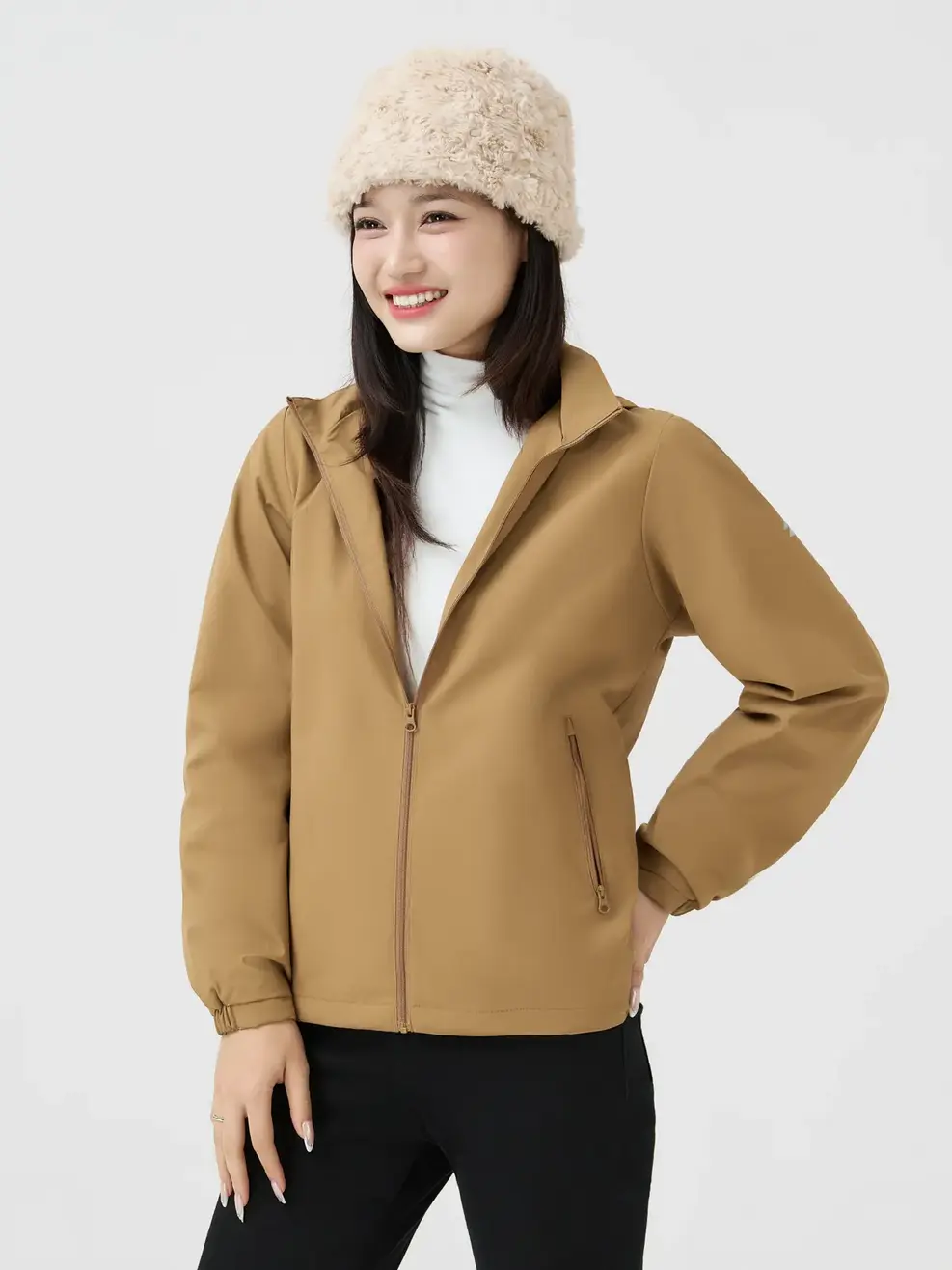 Áo Khoác Gió Nữ Basic -  Nâu 218 - S