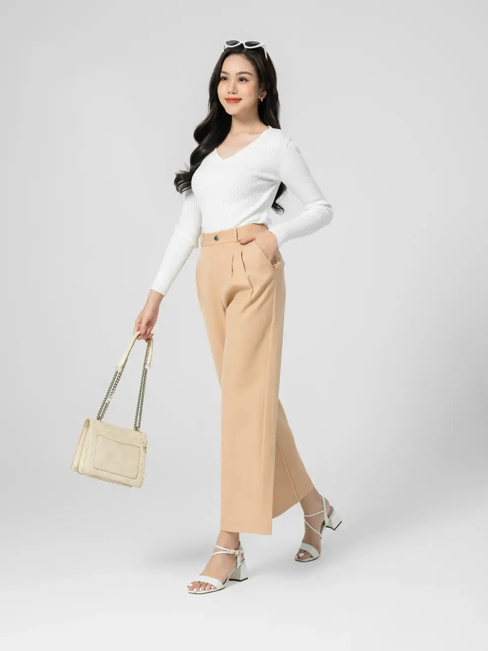 QUần tây nữ ống suông đứng 2 ly - Be