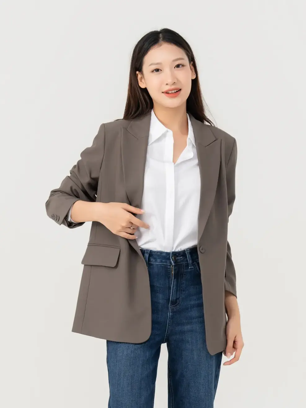 Vest Nữ Dáng Blazer Túi Cơi - Nâu đậm - S