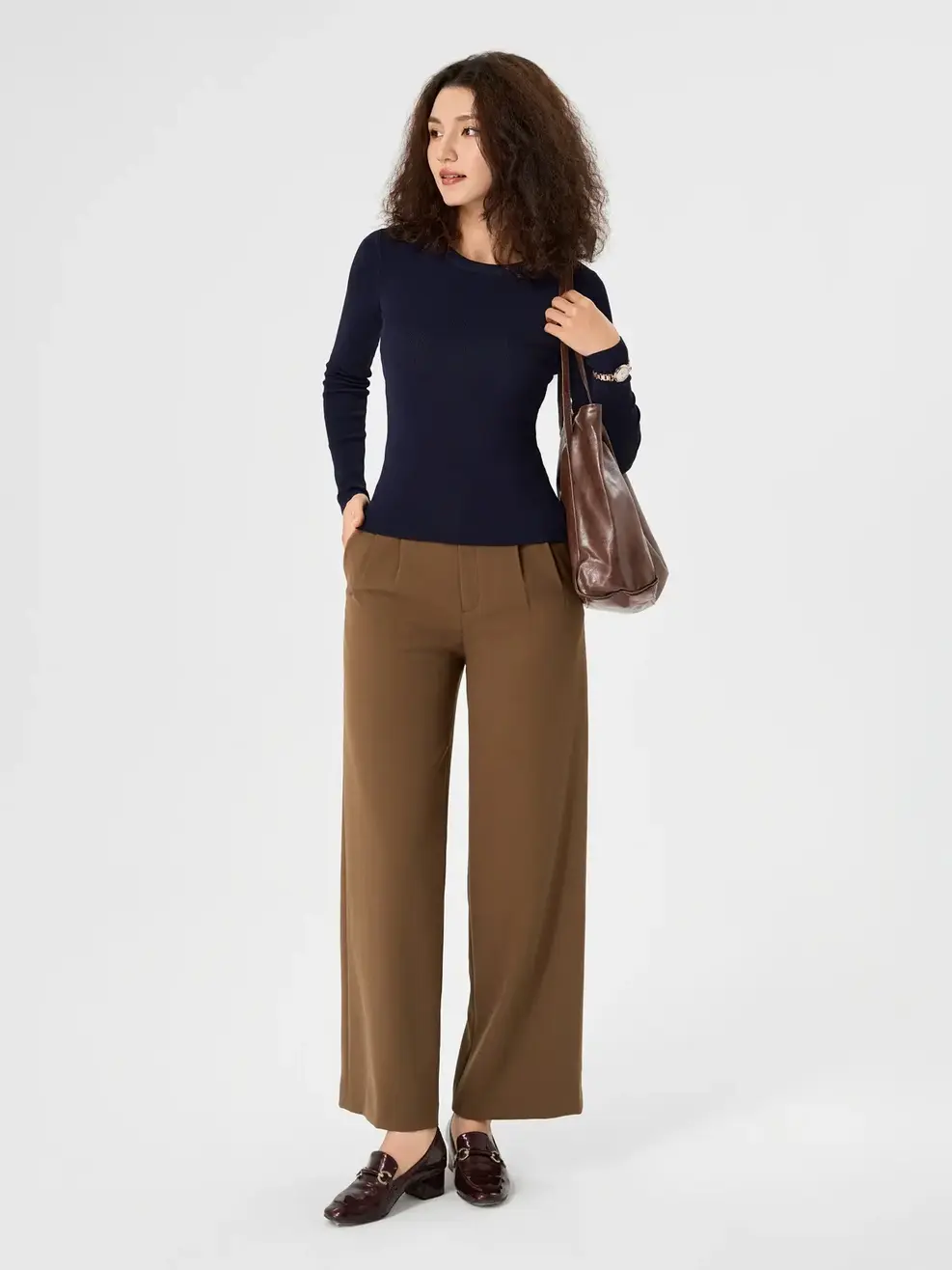 Áo Len Nữ Cổ Tròn Cơ Bản - Tím than - S