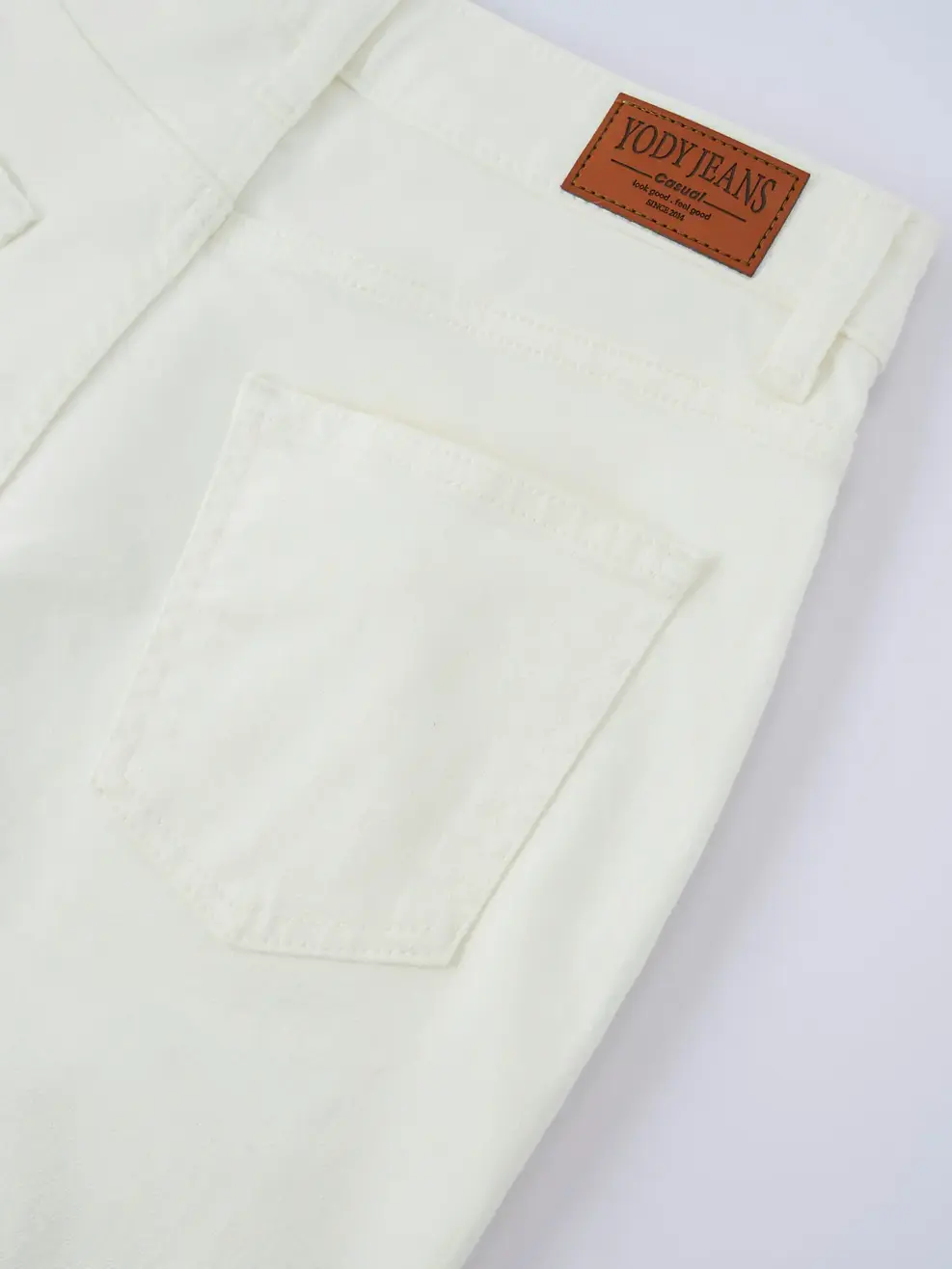 Quần Jeans Nữ Ống Rộng Cạp Cao Can Phối - Trắng - 25