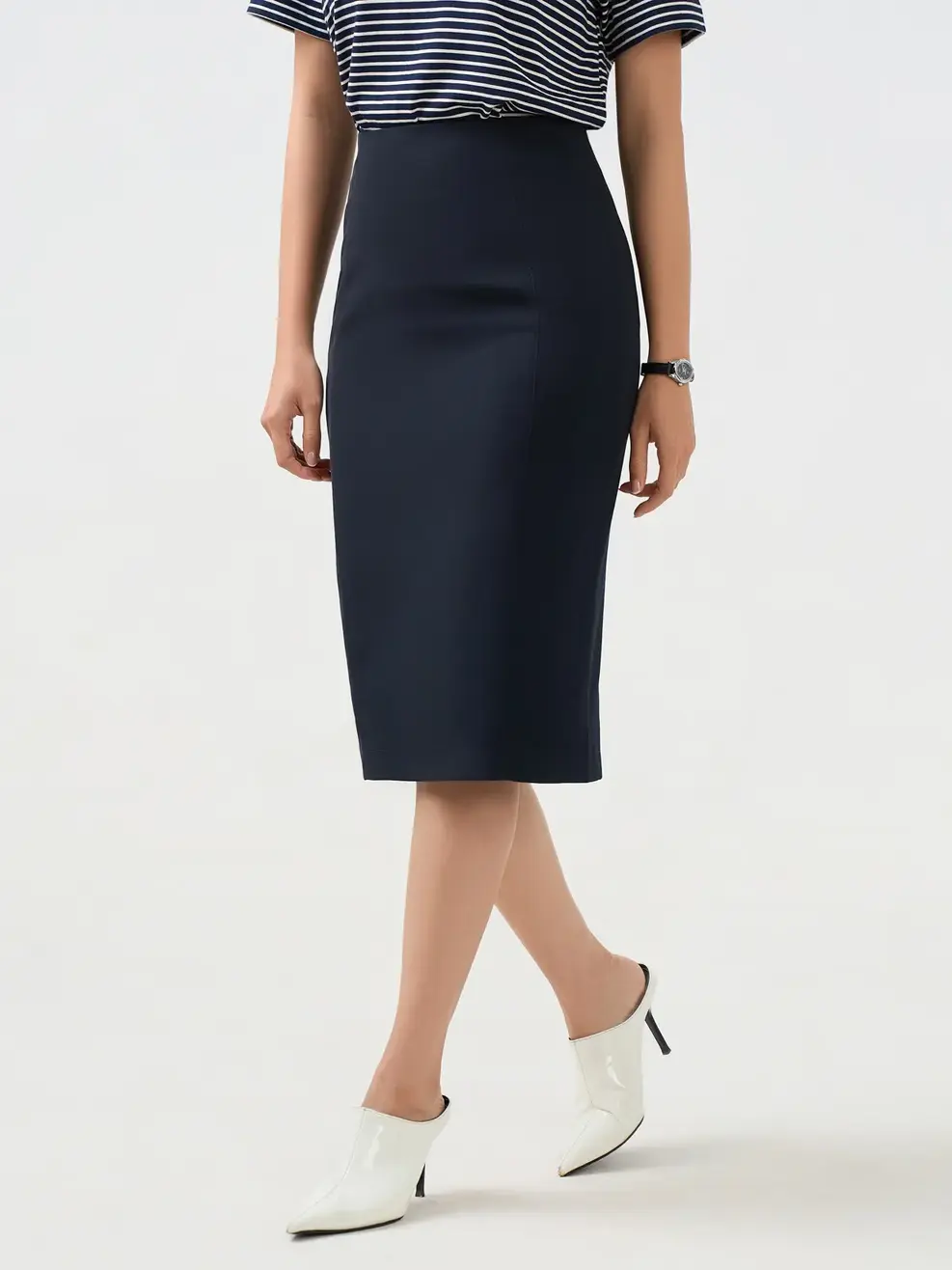 Chân Váy Pencil Under The Knee Essential - Tím Than 179 - S