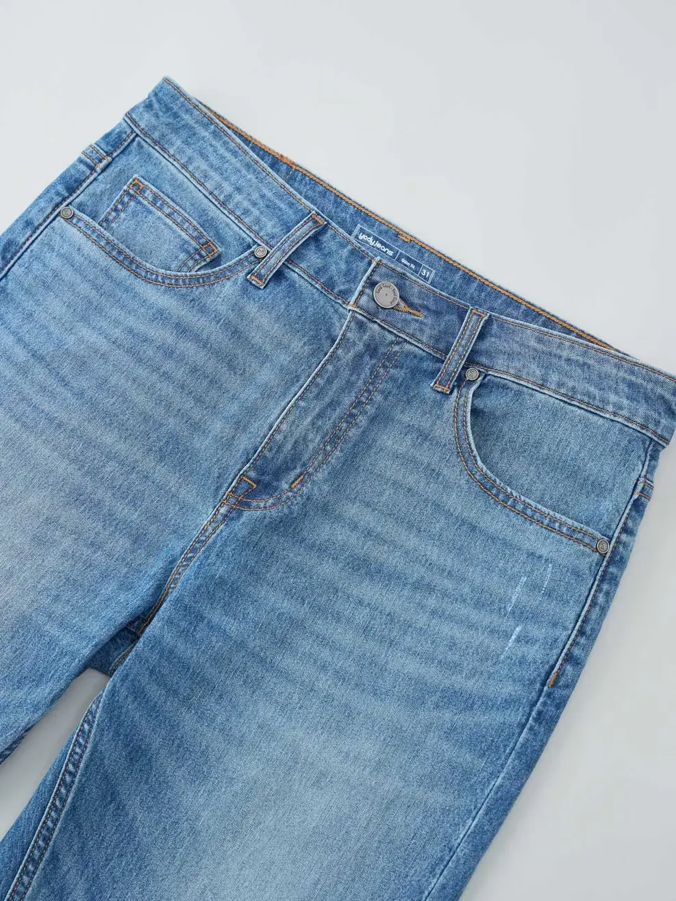 Quần Jean Nam Slim Fit Light Weight Cào Xước  - xanh trung - 34