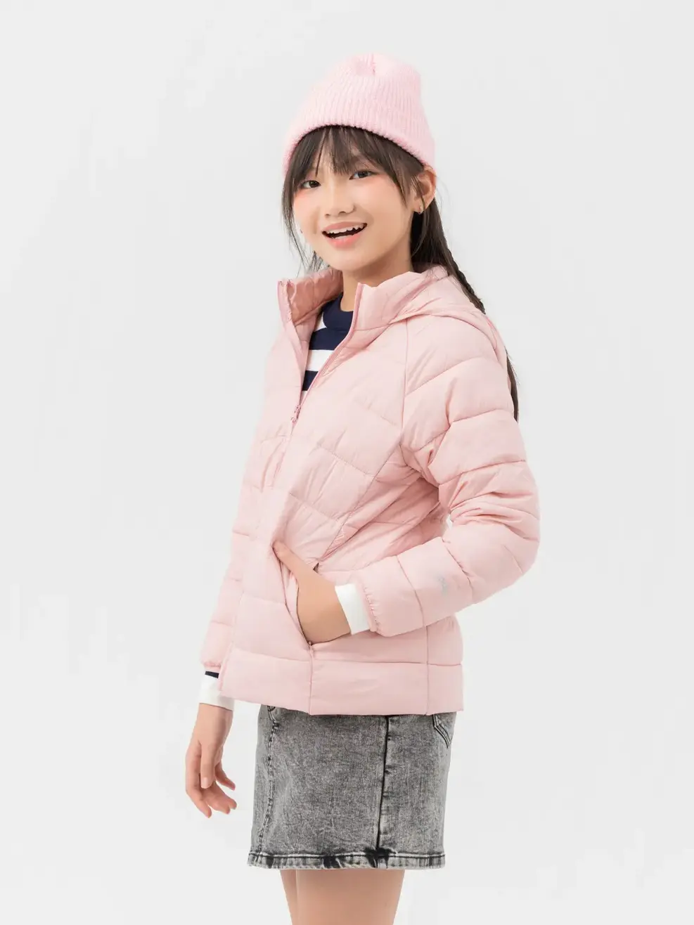 Áo Phao Trẻ Em 3S Siêu Nhẹ Tay Raglan  - Hồng cam - 2